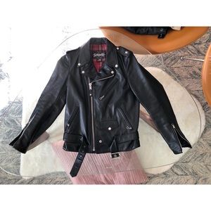 Like New! Schott Fitted Leather Motorcycle Jacket